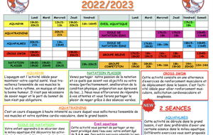 Activités de la saison 2022-2023