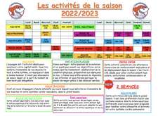 Activités de la saison 2022-2023